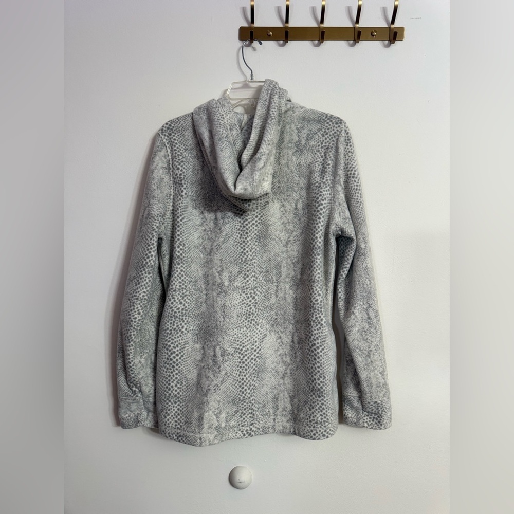 Calvin Klein Fleece Gray Cream Full Zip Hoodie Sweater Pockets Women’s XL - Picture 4 of 4